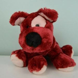 Walmart Stores Puppy Dog Plush Stuffed Animal Red Pink Eye Spot Black Nose 10"